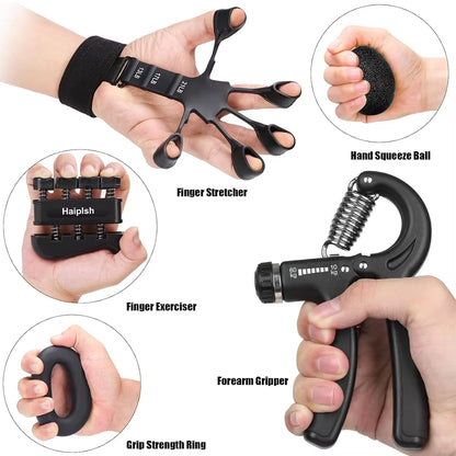 5-60Kg Adjustable Grip Strength Trainer with Finger Exerciser Hand Grip Strengthener for Muscle Building and Injury Recover