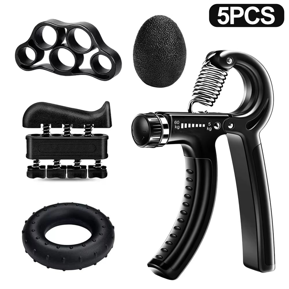 5-60Kg Adjustable Grip Strength Trainer with Finger Exerciser Hand Grip Strengthener for Muscle Building and Injury Recover