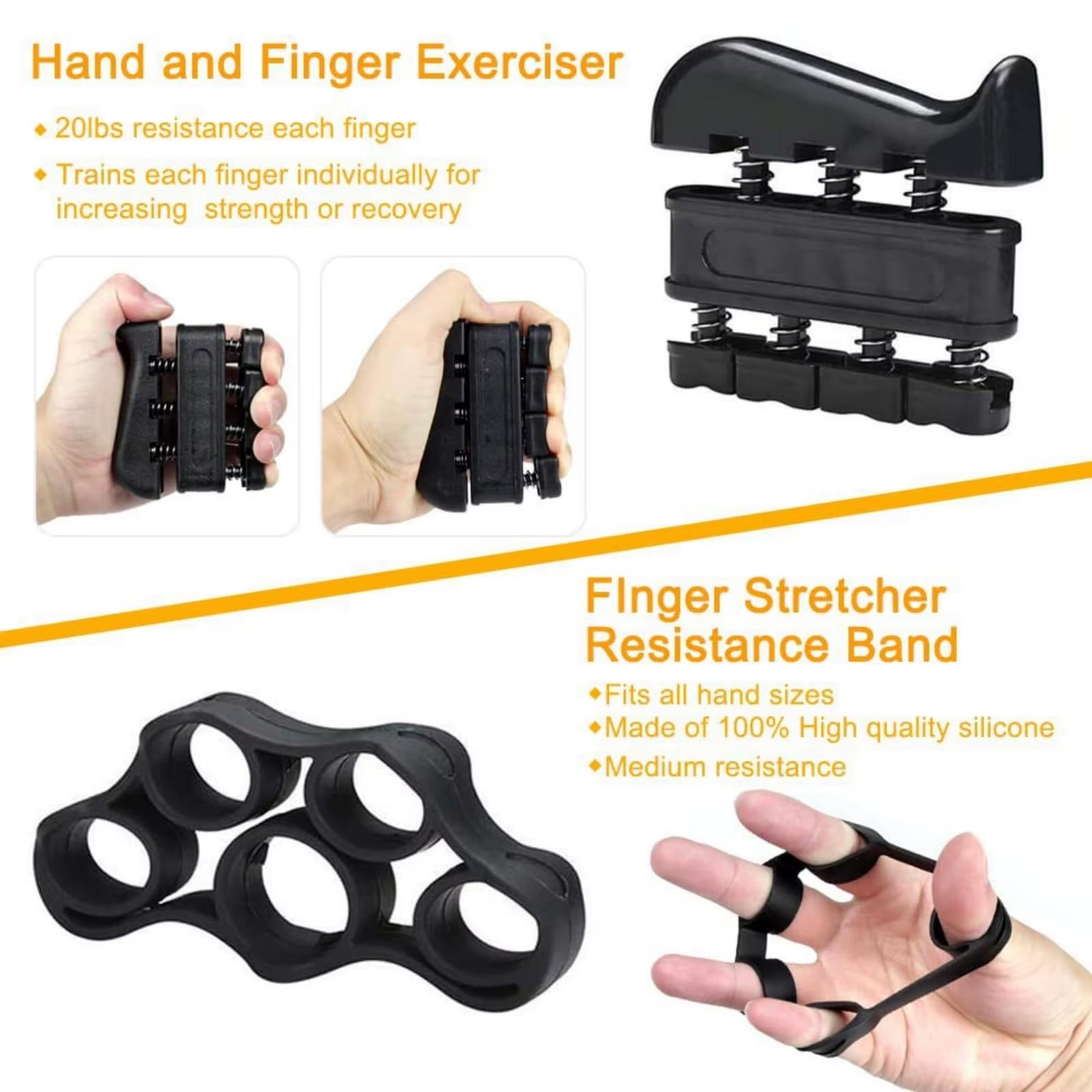 5-60Kg Adjustable Grip Strength Trainer with Finger Exerciser Hand Grip Strengthener for Muscle Building and Injury Recover