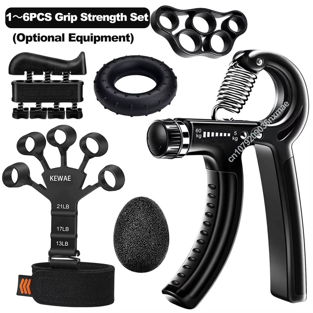 5-60Kg Adjustable Grip Strength Trainer with Finger Exerciser Hand Grip Strengthener for Muscle Building and Injury Recover