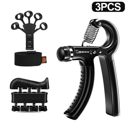 5-60Kg Adjustable Grip Strength Trainer with Finger Exerciser Hand Grip Strengthener for Muscle Building and Injury Recover