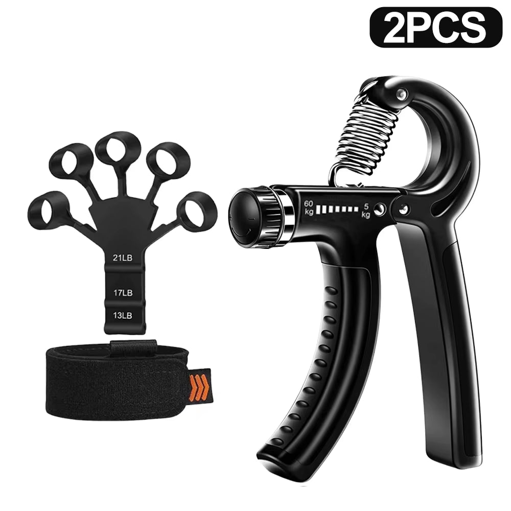 5-60Kg Adjustable Grip Strength Trainer with Finger Exerciser Hand Grip Strengthener for Muscle Building and Injury Recover